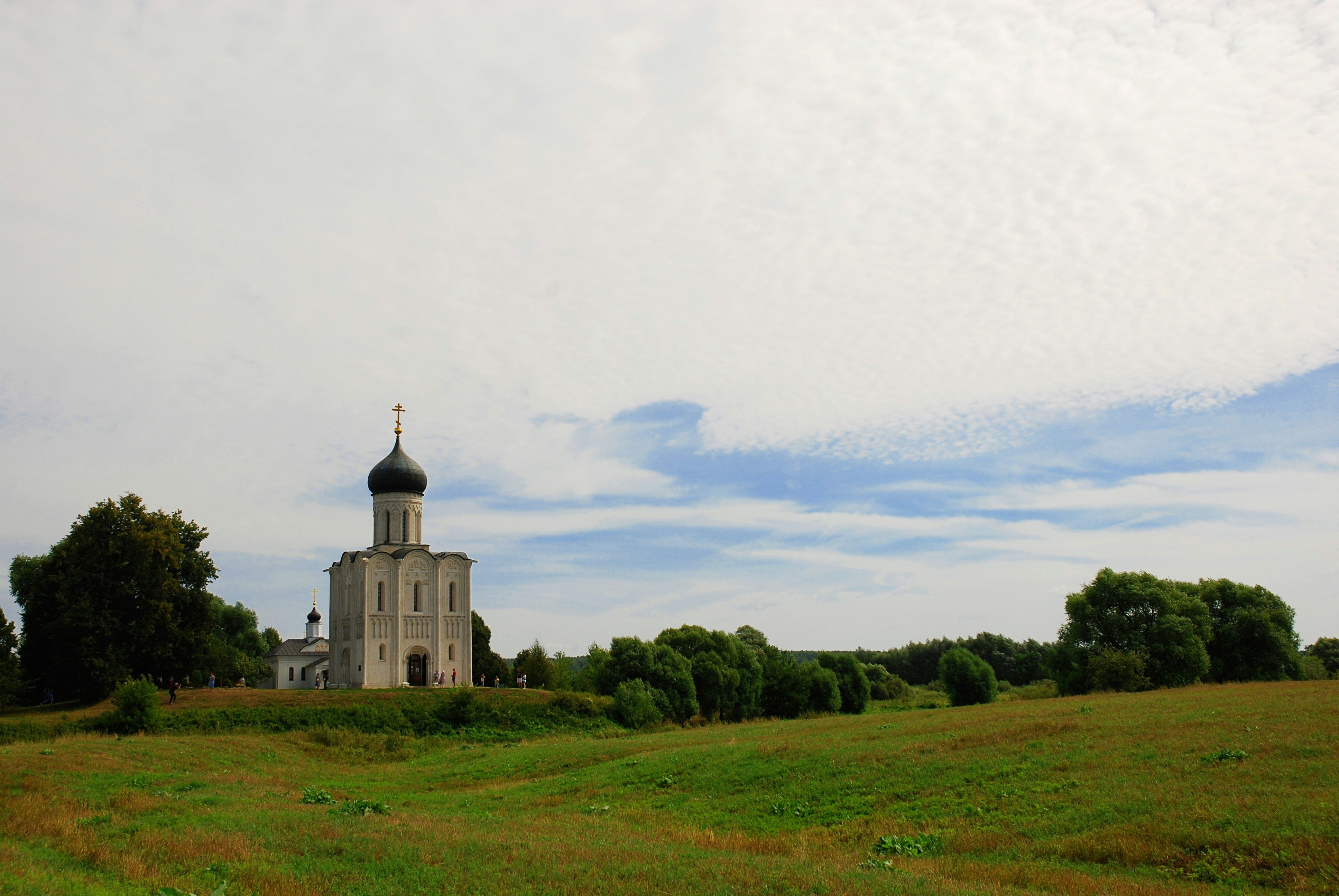 Russian church in a field.